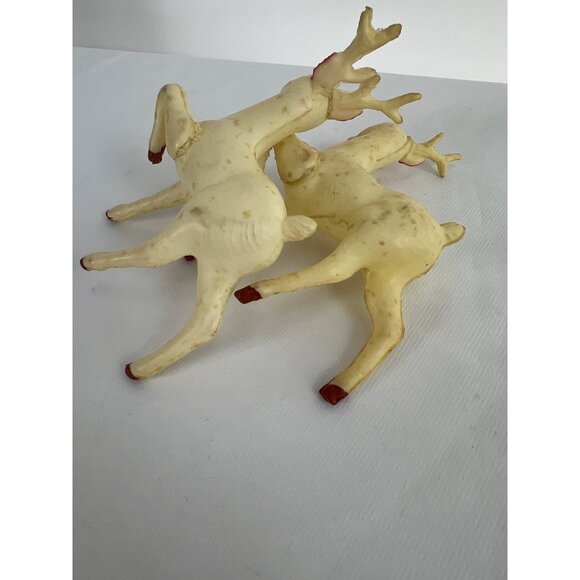 VTG 60s Japan White Plastic Reindeer Figurines Christmas Decor - Picture 3 of 7